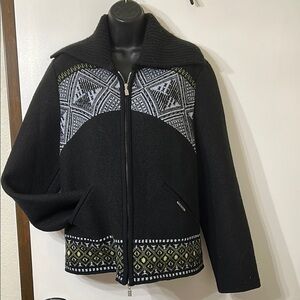 GREIGER COLLECTION WOOL VINTAGE ZIP UP SWEATER SIZE 40